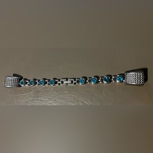Fitbit Inspire 2 Band – Silver Jewelry Bracelet with Blue Stones